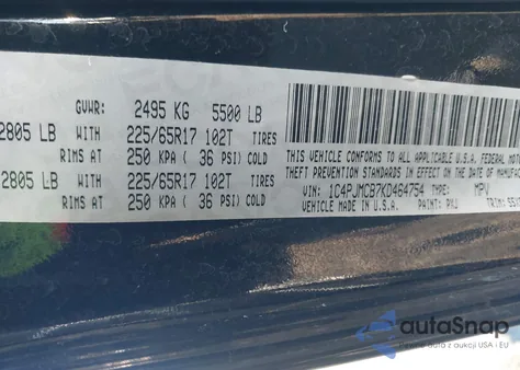 2019 Jeep Cherokee Latitude 4X4 from USA, damaged, VIN 1C4PJMCB7KD464754